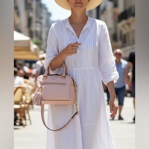 Michael Kors Pink Leather Handbag with Gold Accents